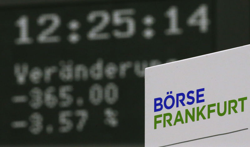 © Reuters. German share price index DAX board is seen at Frankfurt's stock exchange