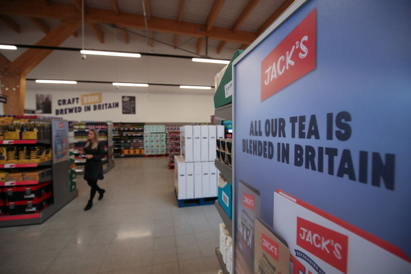 © Reuters. Products are displayed at Tesco's new discount supermarket Jack's, in Chatteris