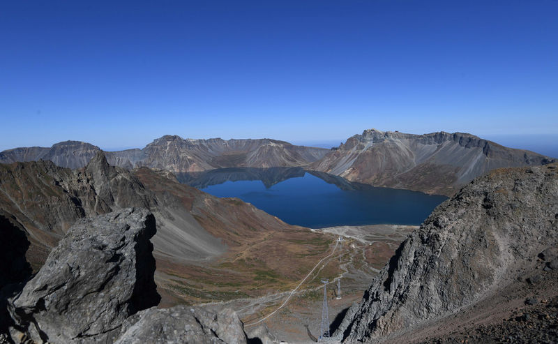 © Reuters. The Heaven Lake is pictured on the top of Mt. Paektu, North Korea