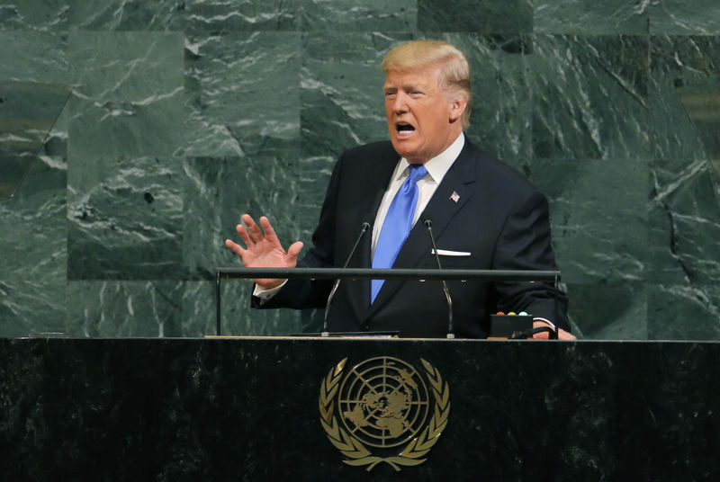 © Reuters. Presidente dos EUA, Donald Trump, durante discurso na Assembleia Geral da ONU em 2017
