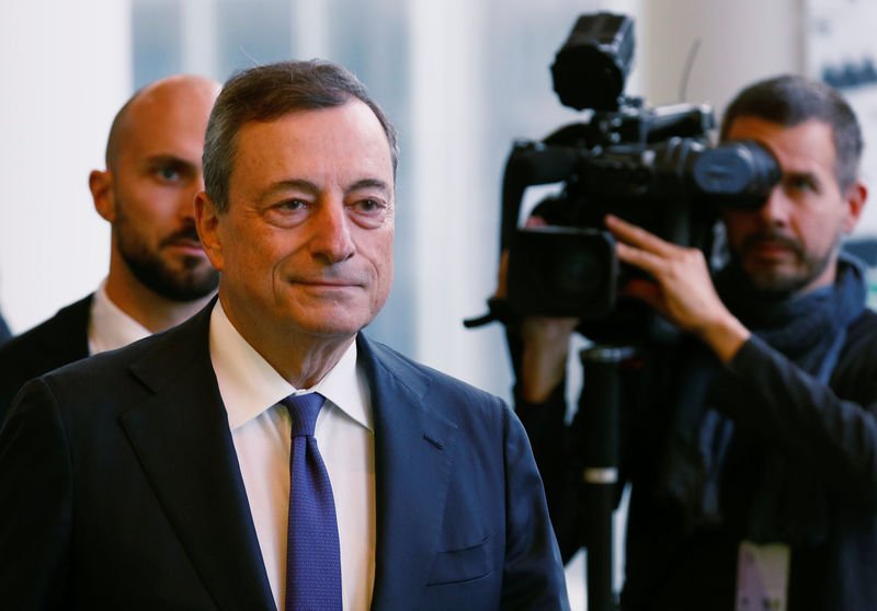 © Reuters. ECB President Draghi arrives to testify before the EU Parliament's Economic and Monetary Affairs Committee in Brussels