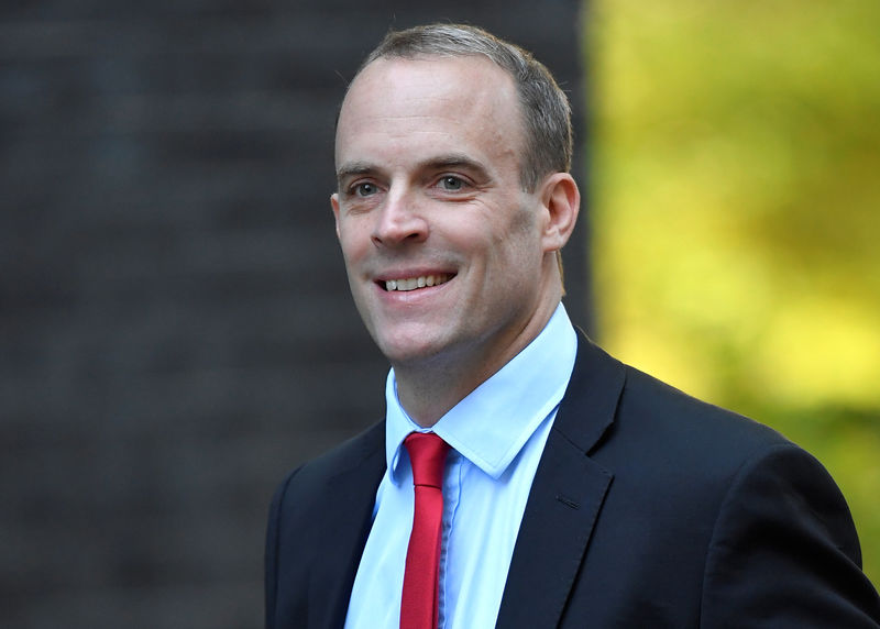 © Reuters. Britain's Secretary of State for Exiting the European Union Dominic Raab arrives in Downing Street, London