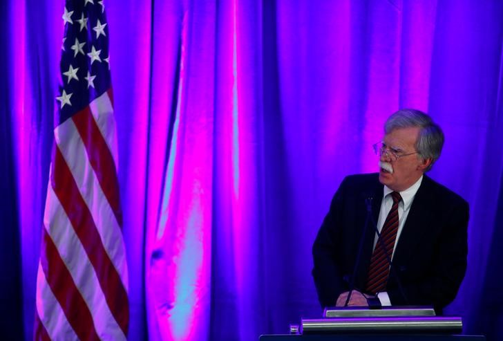 © Reuters. National Security Adviser John Bolton discusses "Protecting American Constitutionalism and Sovereignty from International Threats," at a forum hosted by the Federalist Society for Law and Public Policy Studies in Washington