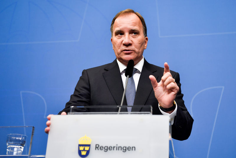 © Reuters. Il premier svedese uscente, Stefan Lofven, leader dei socialdemocratici