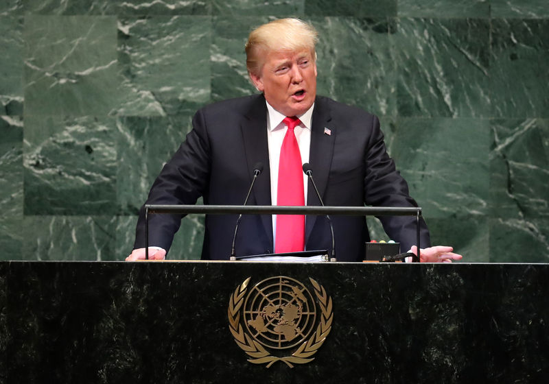 © Reuters. ترامب يصف إيران في الأمم المتحدة بأنها "دكتاتورية فاسدة"
