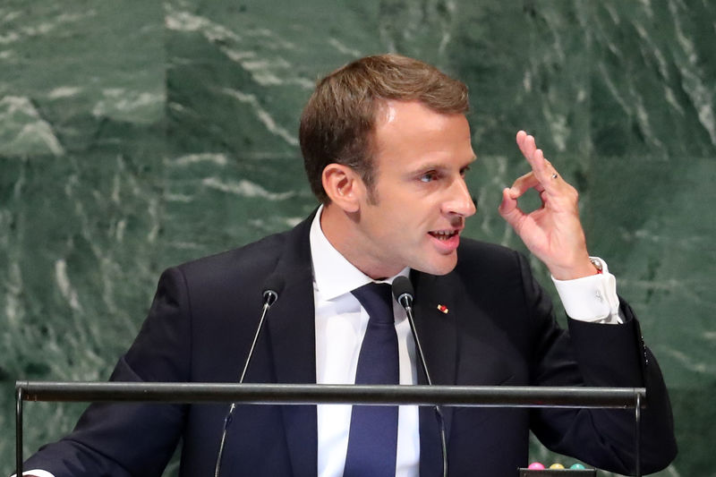 © Reuters. A L'ONU, MACRON MET EN GARDE CONTRE LA "LOI DU PLUS FORT"