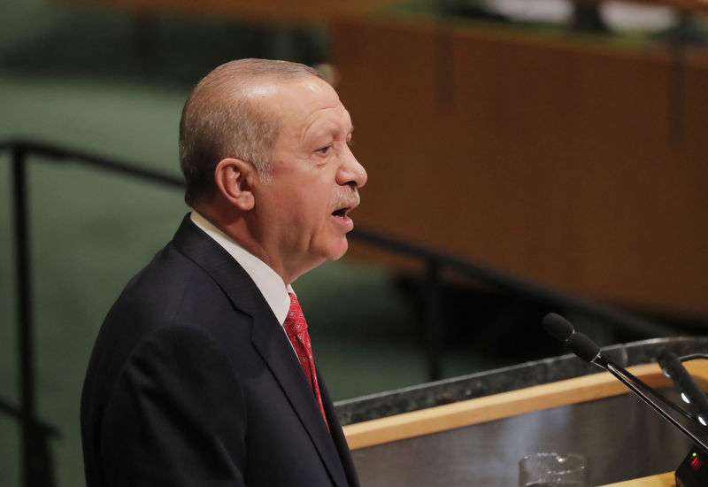 © Reuters. Presidente turco, Tayyip Erdogan, durante discurso na Assembleia Geral da ONU