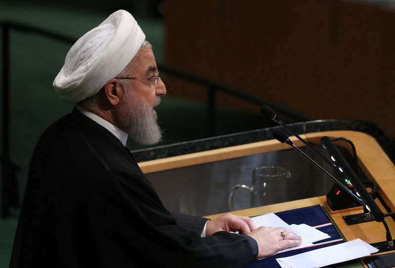 © Reuters. Presidente do Irã, Hassan Rouhani, discursa na Assembleia-Geral da ONU