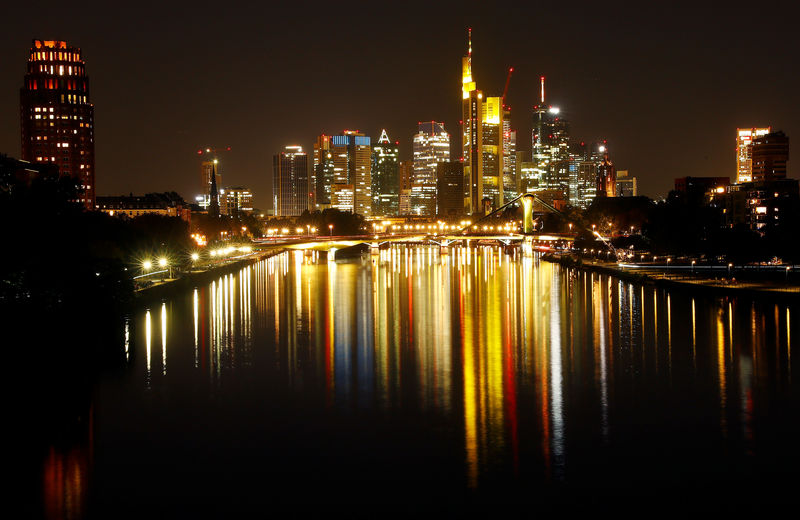 © Reuters. The skyline with its financial district is photographed on early evening in Frankfurt