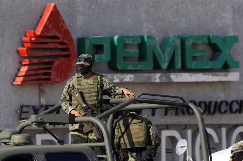 © Reuters. FILE PHOTO: Soldiers keep guard a gas facility of Pemex in Reynosa