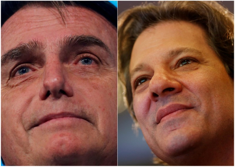 © Reuters. Montagem com fotos dos candidatos à Presidência do PSL, Jair Bolsonaro, e do PT, Fernando Haddad