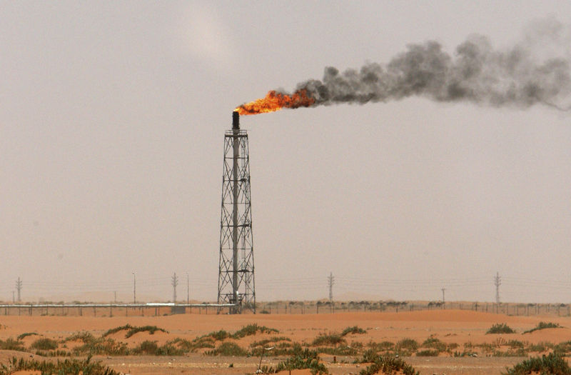 © Reuters. Газовый факел в пустыне вблизи нефтяного месторождения Хураис, примерно в 160 километрах от Эр-Рияда