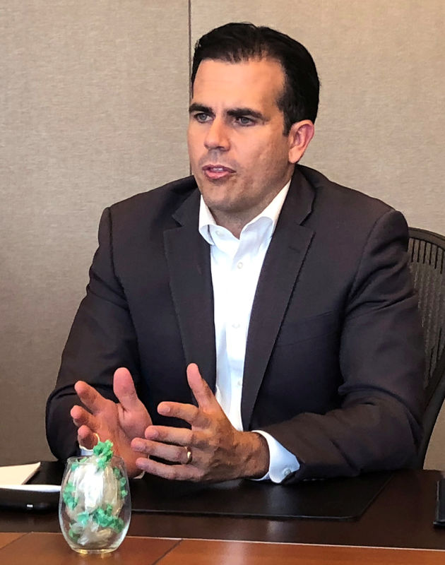 © Reuters. Puerto Rico Governor Ricardo Rossello speaks during an interview in New York