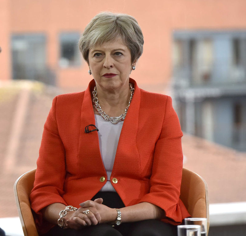© Reuters. Britain's Prime Minister, Theresa May, appears on the BBC's Andrew Marr Show, in Birmingham