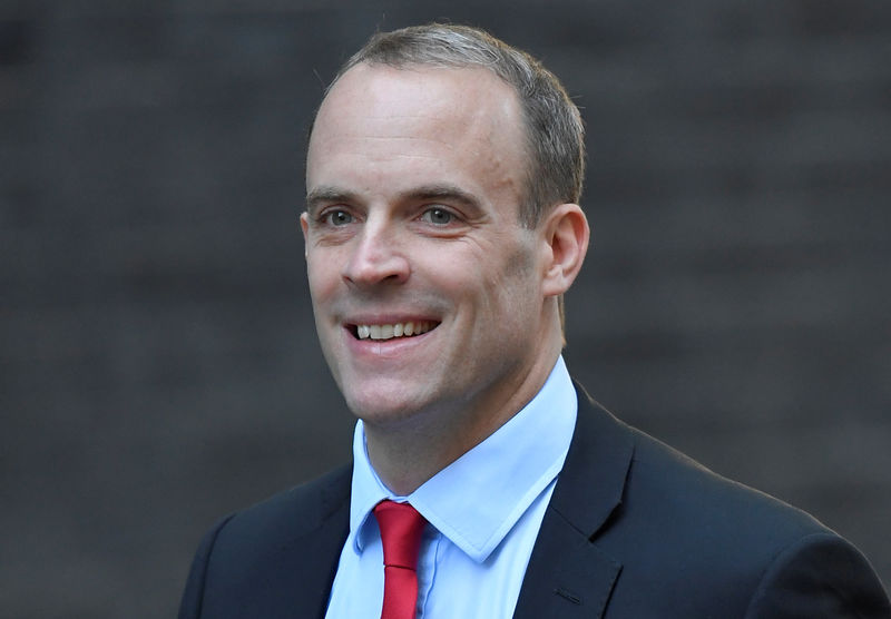 © Reuters. Britain's Secretary of State for Exiting the European Union Dominic Raab arrives in Downing Street, London