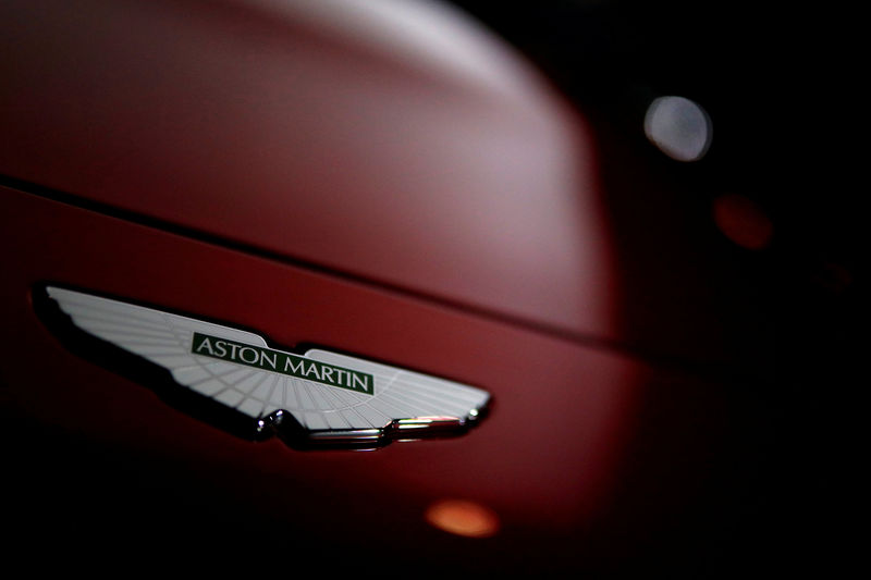 © Reuters. FILE PHOTO: A company logo is seen on the new Aston Martin Vantage car at a media event in Gaydon, Britain