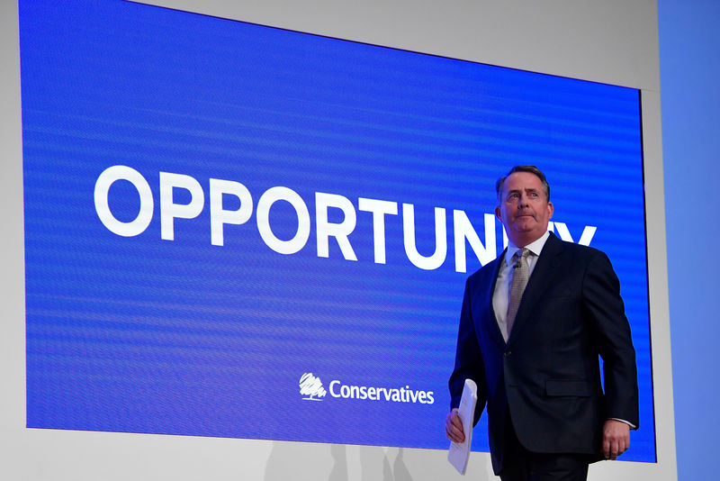 © Reuters. Britain's International Trade Secretary Liam Fox arrives to address the Conservative Party Conference in Birmingham