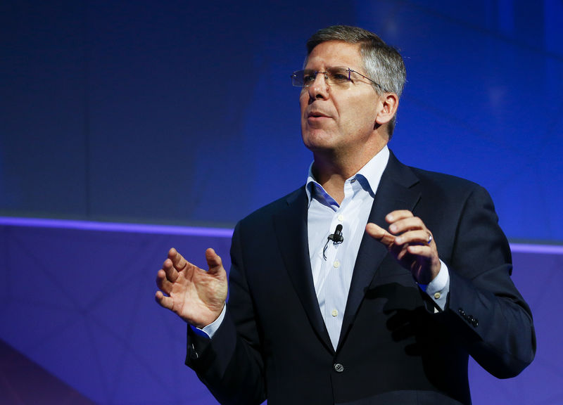 © Reuters. Moritz, Global Chairman of PWC, gestures during his keynote at Mobile World Congress in Barcelona