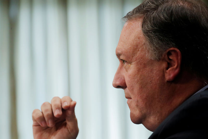 © Reuters. FILE PHOTO:  Secretary of State Pompeo testifies before the Senate Foreign Relations Committee on Capitol Hill in Washington