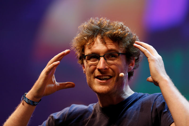 © Reuters. Web Summit's co-founder Paddy Cosgrave speaks during the inauguration of Web Summit, Europe's biggest tech conference, in Lisbon