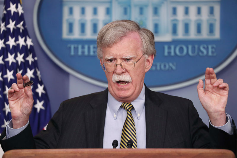 © Reuters. Bolton em briefing na Casa Branca