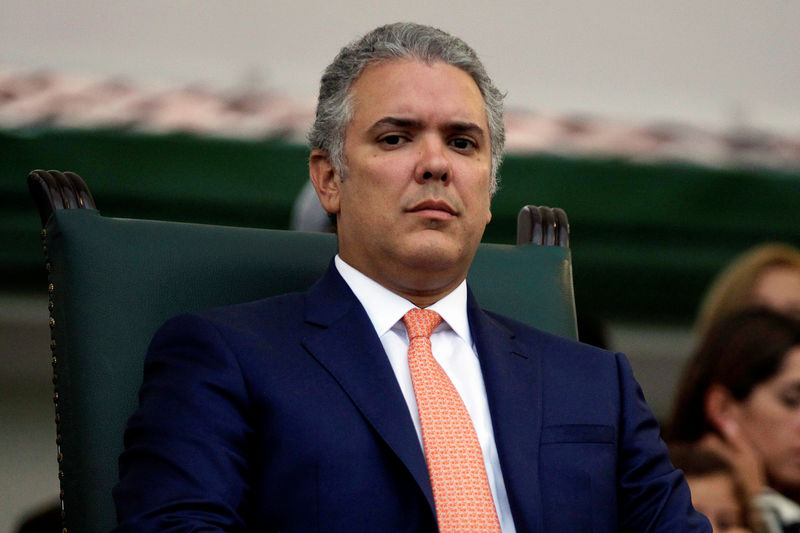 © Reuters. Imagen de archivo del presidente de Colombia, Iván Duque, durante una ceremonia en Bogotá