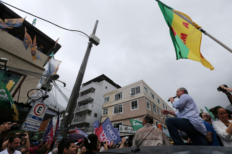 © Reuters. Candidato do PDT à Presidência, Ciro Gomes, durante ato de campanha na Rocinha