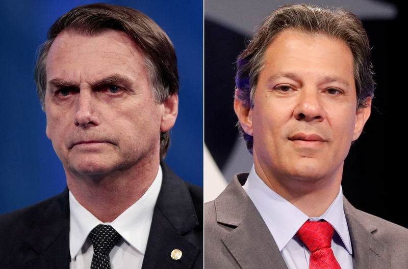 Â© Reuters. Jair Bolsonaro (PSL) e Fernando Haddad (PT)