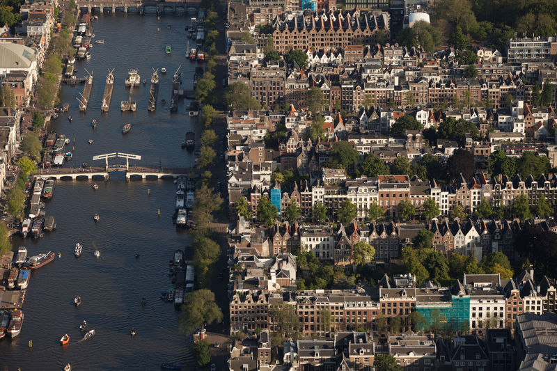 © Reuters. The Amstel river is pictured in this aerial shot of Amsterdam