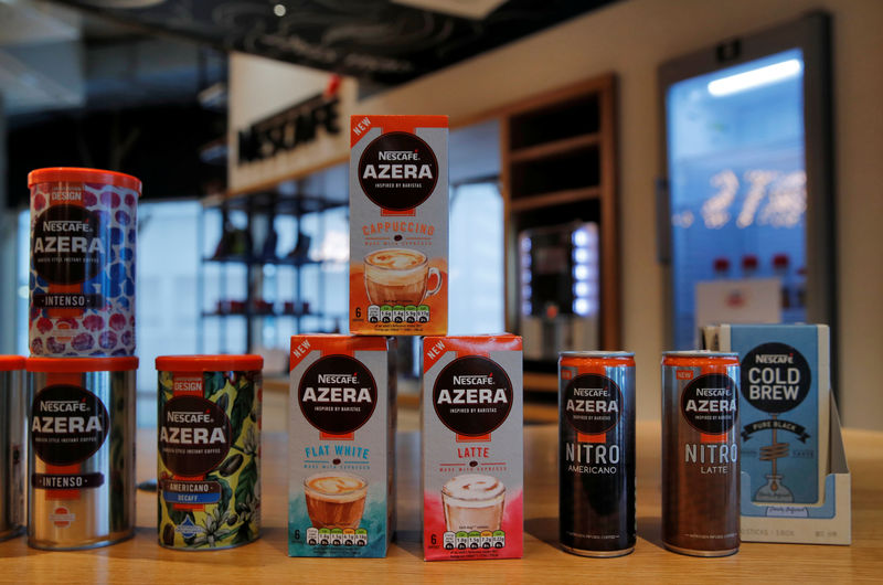 © Reuters. Boxes of Nescafe coffee are pictured at Nestle Research Center in Orbe