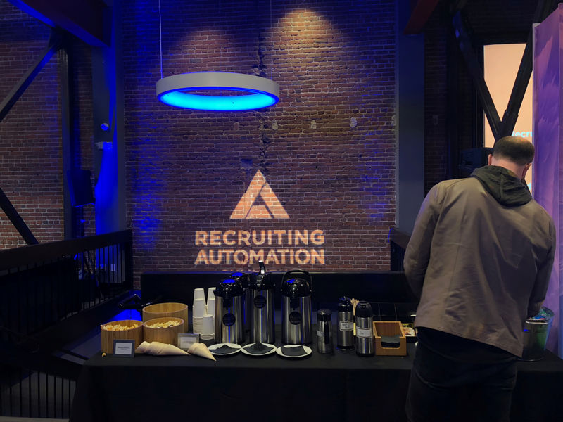 © Reuters. Signage for a conference on recruiting automation is seen in San Francisco