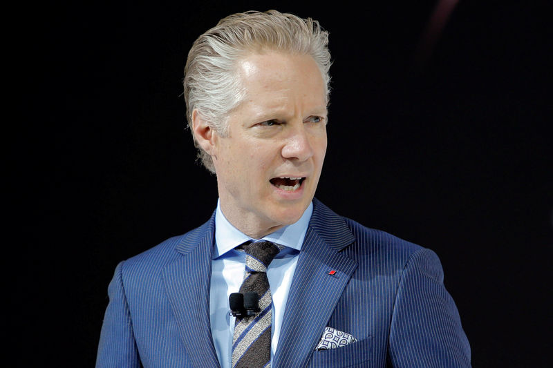 © Reuters. FILE PHOTO: Keogh president of Audi of America, speaks during the 2016 New York International Auto Show in Manhattan