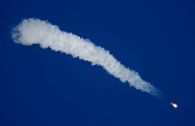 © Reuters. Nave Soyuz durante voo para a Estação Espacial Internacional após lançamento do Cosmódromo de Baikonur