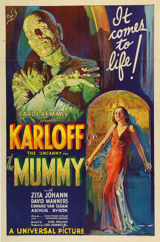 © Reuters. An original 1932 lithographic film poster designed by Karoly Grosz, for the movie "The Mummy\\