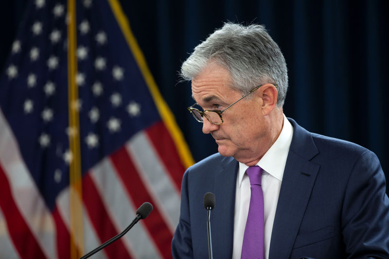 © Reuters. El presidente de la Reserva Federal, Jerome Powell, durante una rueda de prensa en Washington. Imagen de archivo