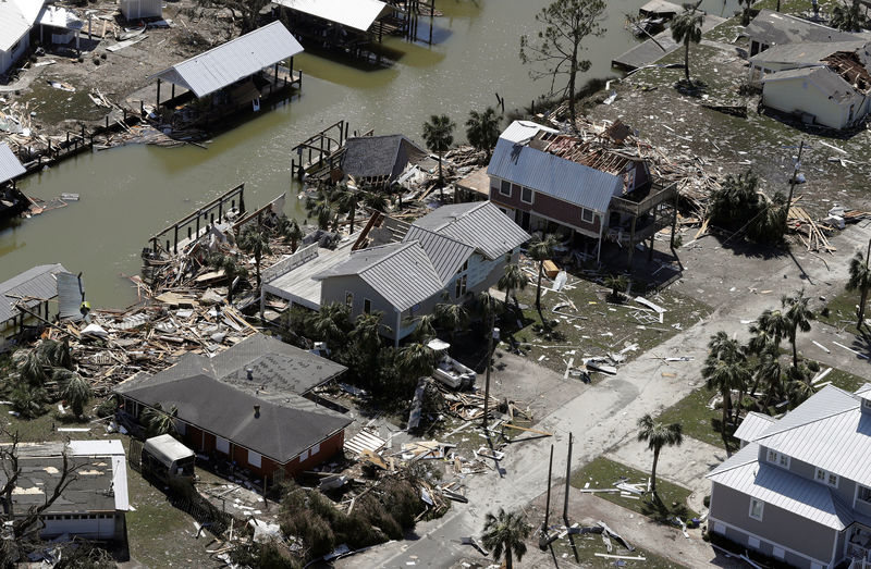 © Reuters. Aerial photo shows homes destroyed after Hurricane Michael smashed into Florida's northwest coast in Mexico Beach