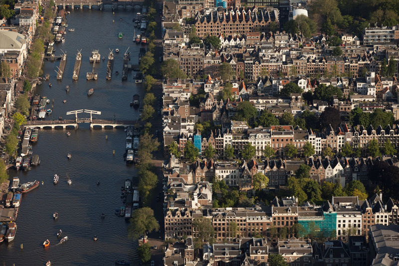 © Reuters. FILE PHOTO: The Amstel river is pictured in this aerial shot of Amsterdam