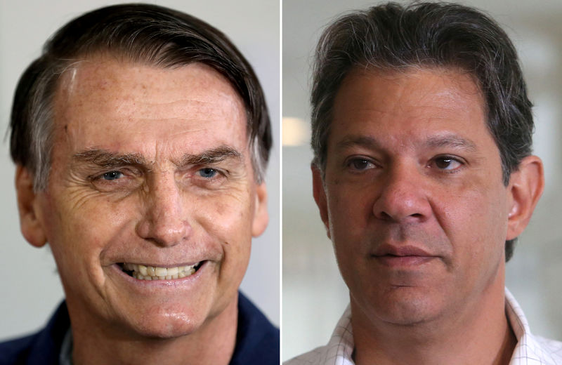 © Reuters. Candidatos à Presidência Jair Bolsonaro e Fernando Haddad