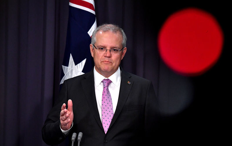 © Reuters. Prime Minister Scott Morrison speaks to the media during a press conference at Parliament House in Canberra