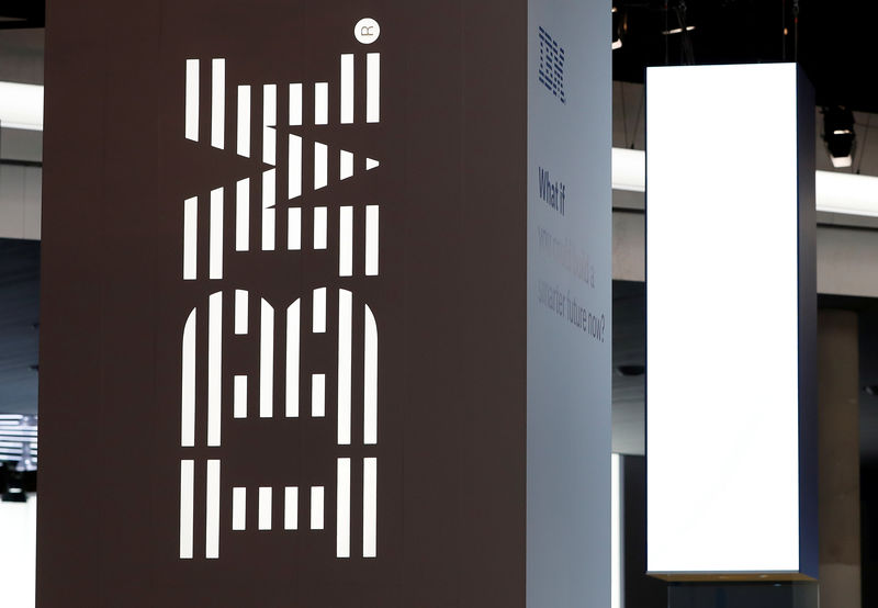 © Reuters. FILE PHOTO: Logo of IBM is seen at the Mobile World Congress in Barcelona