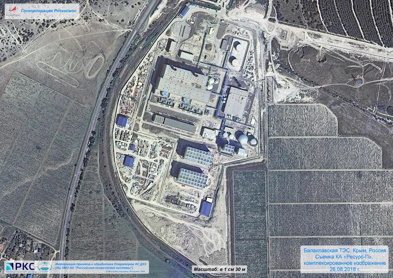© Reuters. Спутниковый снимок Балаклавской электростанции в Севастополе, предоставленной Рейтер министерством энергетики РФ 29 октября 2018 года
