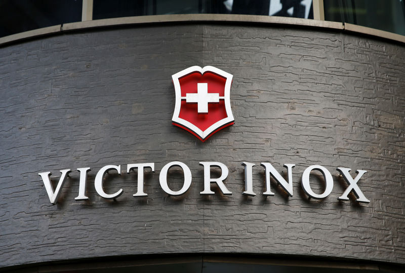 © Reuters. A logo is pictured on a retail shop of Victorinox in Geneva