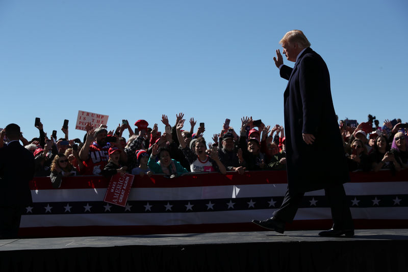 © Reuters. President Donald Trump hosts a campaign rally at Elko Regional Airport in Elko Nevada
