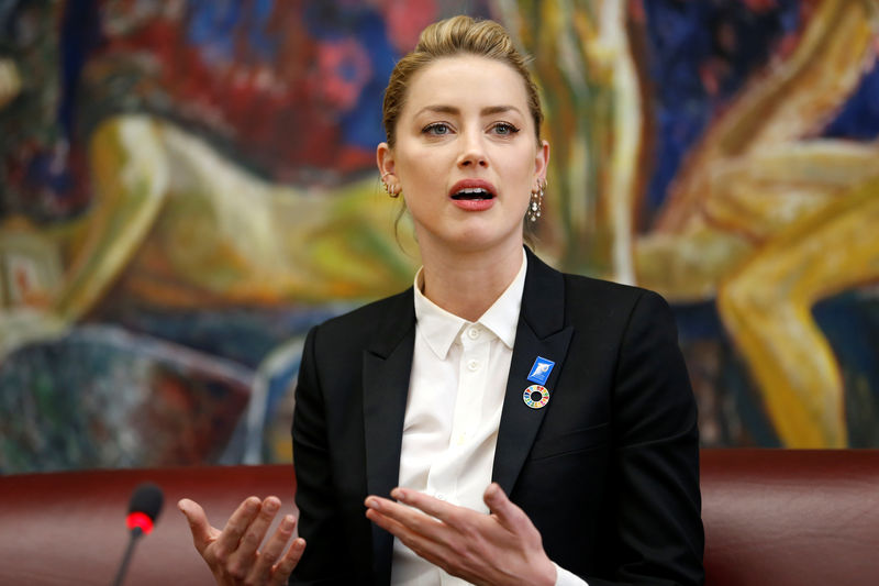 © Reuters. Amber Heard fala em Genebra