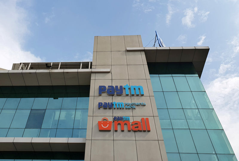 © Reuters. FILE PHOTO: The headquarters for Paytm, India's leading digital payments firm, is pictured in Noida