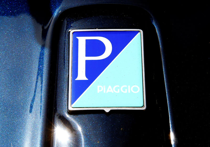 © Reuters. Piaggio Vespa logo seen in Zurich