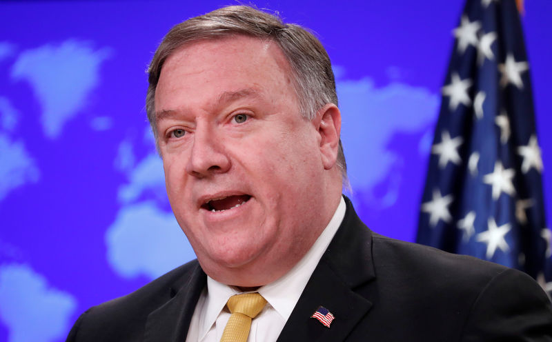 © Reuters. Pompeo fala no Departamento de Estado em Washington