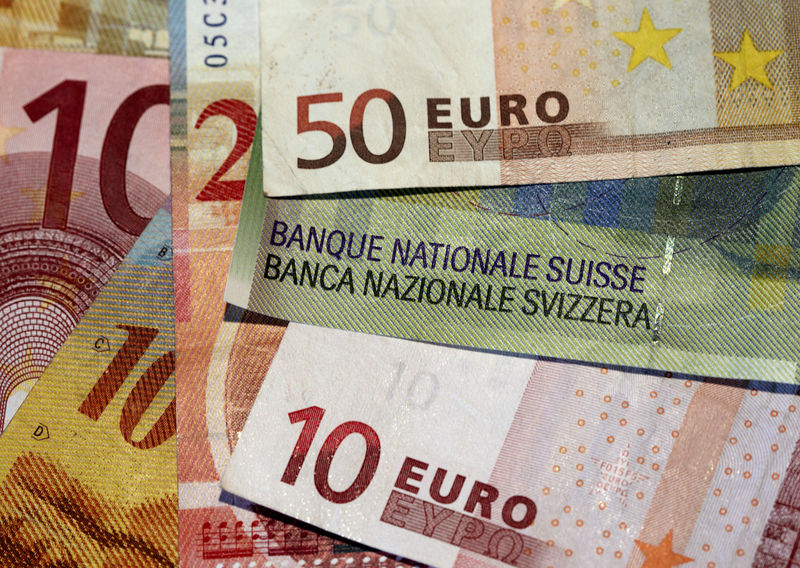 © Reuters. Euro and Swiss Franc notes are seen in this illustration picture