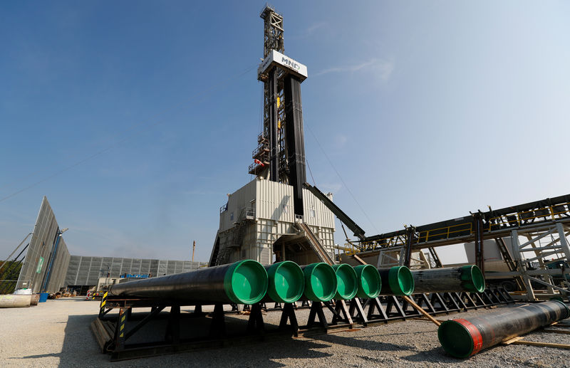 © Reuters. A drilling rig of Austria's oil and gas group OMV is seen near Maustrenk