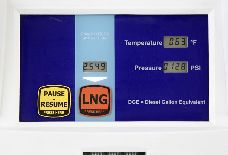 © Reuters. FILE PHOTO -  A LNG fuel pump at a Blu LNG filling station in Salt Lake City, Utah
